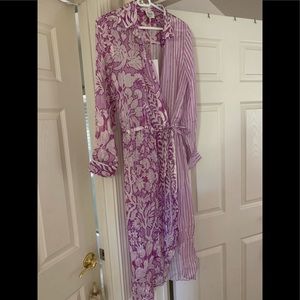 Hemant & Nandita purple white metallic dress Medium NWT
